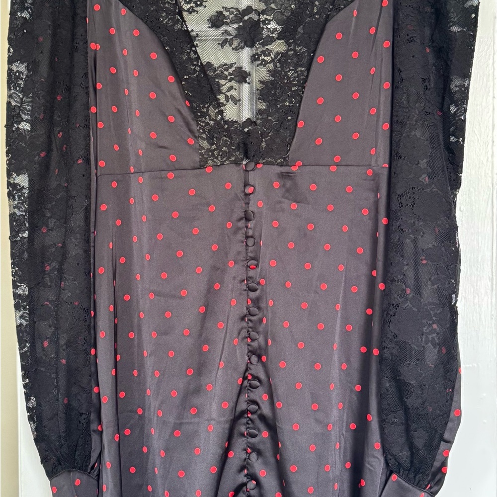 For Love And Lemons Black and Red Lace Chemise